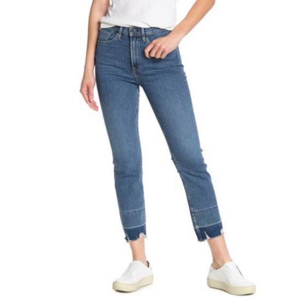 3x1 NYC Carla Shelter Slim Fit Cropped Raw Hem Jeans Medium Wash Size 25